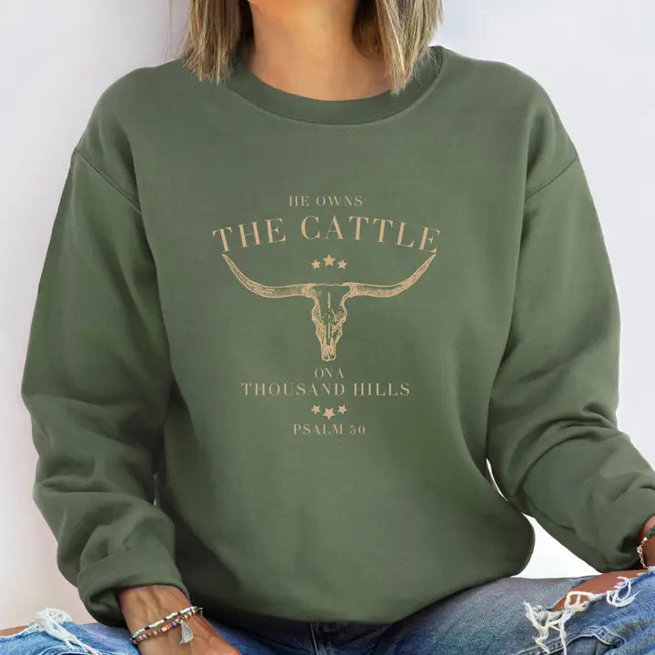 The Cattle - Psalm 50 Sweatshirt - Military Green