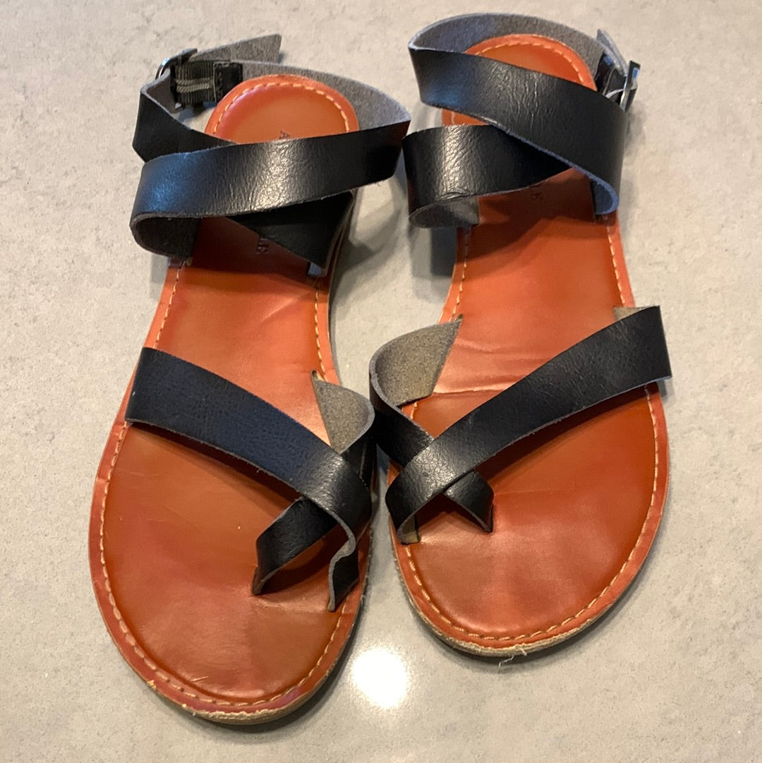 AE Black Cross Sandals