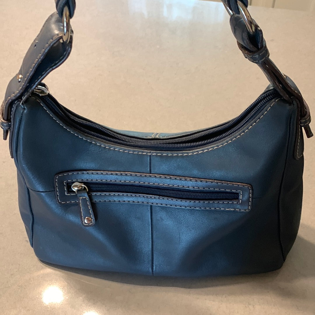 Navy Blue, Genuine Leather Handbag