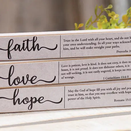 Faith, Hope, Love Bible Verse Mini Sticks