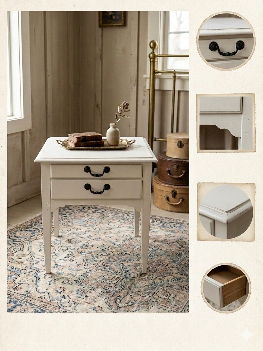 Aged White Side Table