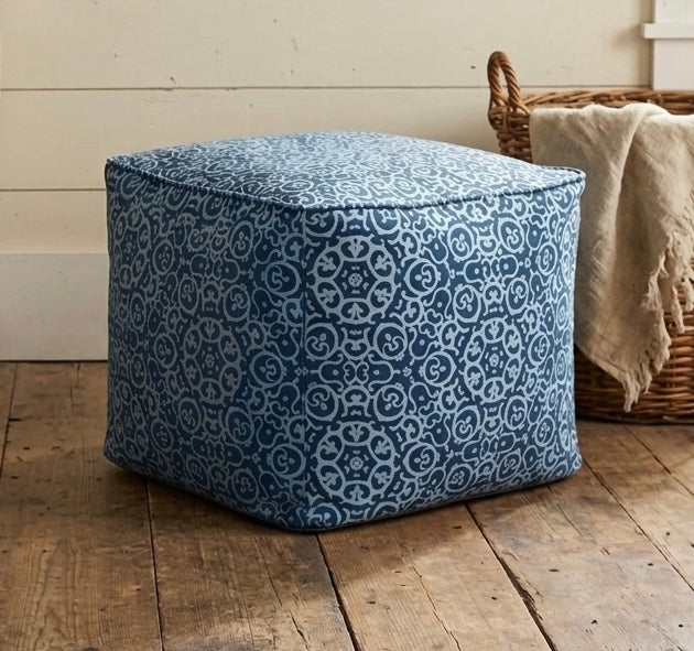 Blue Beanbag Ottoman