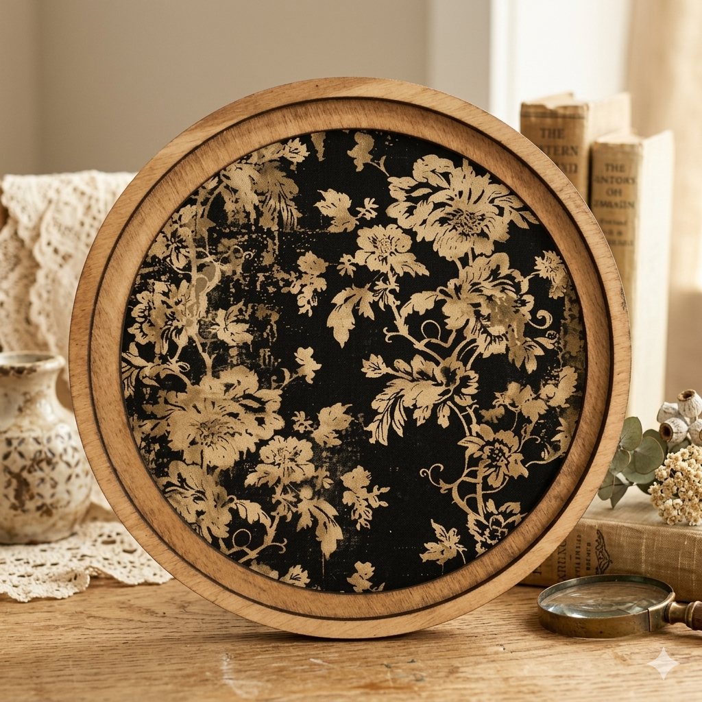 Black Floral Art 8" Round