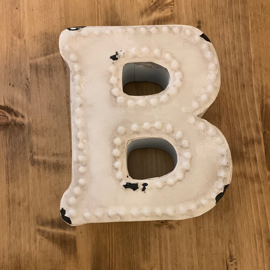 White Distressed “B”