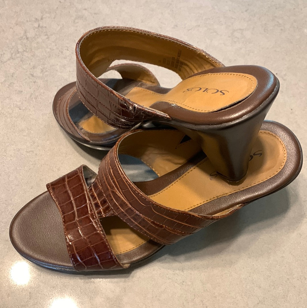 Solos Brown Heel Sandal