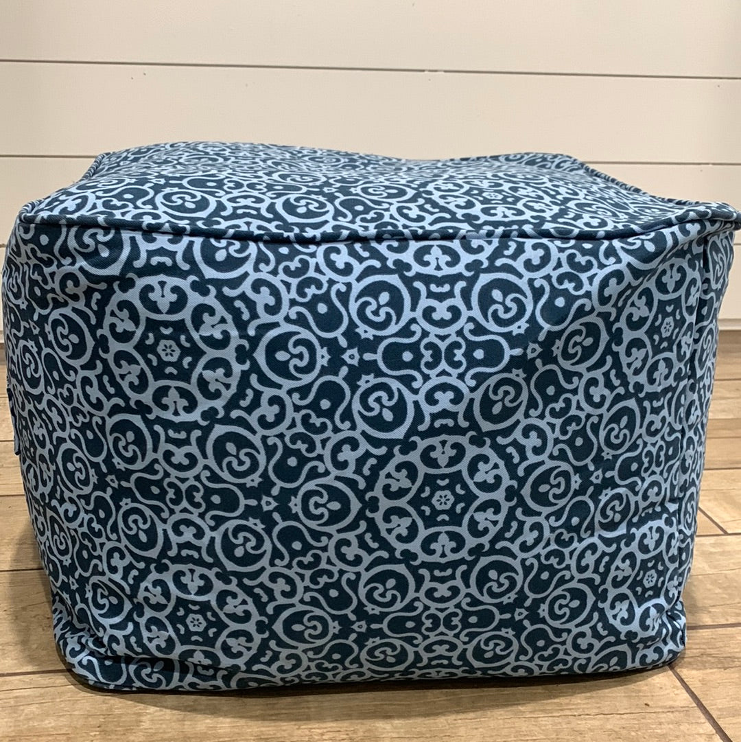 Blue Beanbag Ottoman