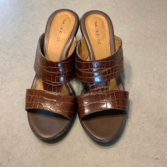 Solos Brown Heel Sandal